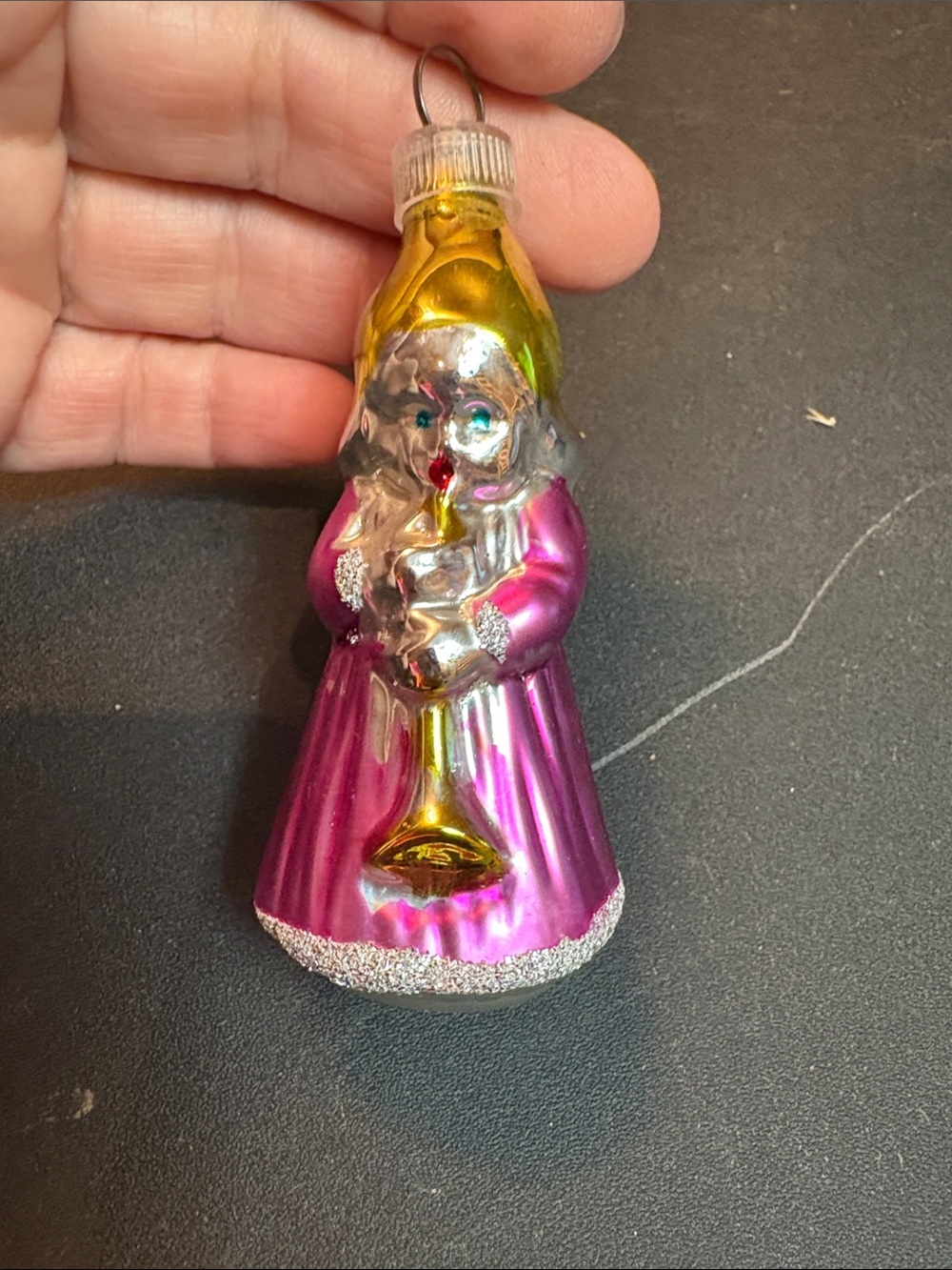 Vintage Austria Pink and Gold Angel Ornament Holiday Decor
